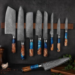 blue-resin-handle-damascus-knife