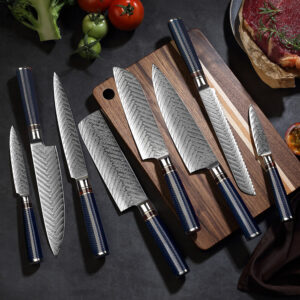 feather-pattern-honeycomb-handle-damascus-knife