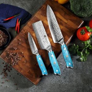 Turquoise-Handle-3-Pcs-Damascus-Kitchen-Knife-Set