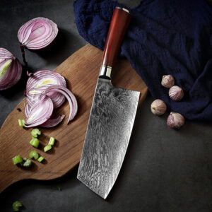 saim rosewood handle Damascus chopping knife