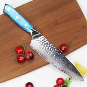 Turquoise Handle Damascus steel chef knife