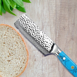Turquoise Handle Damascus steel nakiri knife