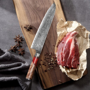 red resin handle 7 inch damascus chef knife