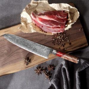 red resin 8 inch damascus chef knife