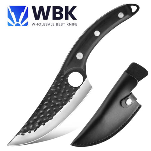 High Carbon Steel Handmade Forged Boning Knives - black wood handle