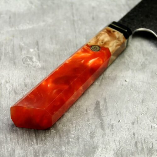 Damascus Steel Kiritsuke Knife With Resin And Color Wood Handle - Image 5