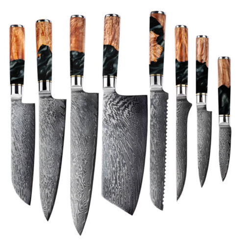 [New Release] Dark Green Resin Handle Damascus Steel Knife - Image 2