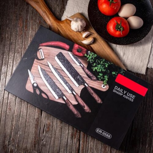 6 pcs gift box kitchen knives set with scissors