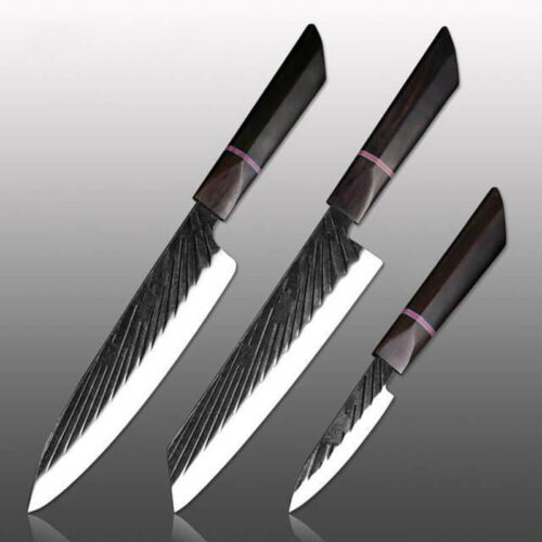 440C-steel-scallop-pattern-ebony-handle-knife-3pcs-set-1