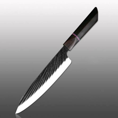 440C-steel-scallop-pattern-ebony-handle-chef-knife
