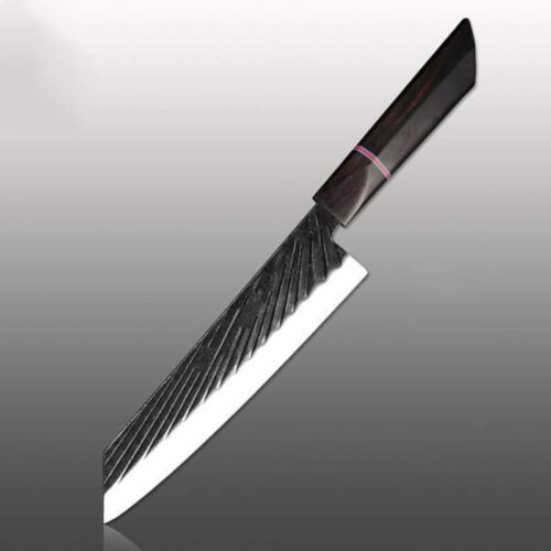 440C-steel-scallop-pattern-ebony-handle-kiritsuke-knife