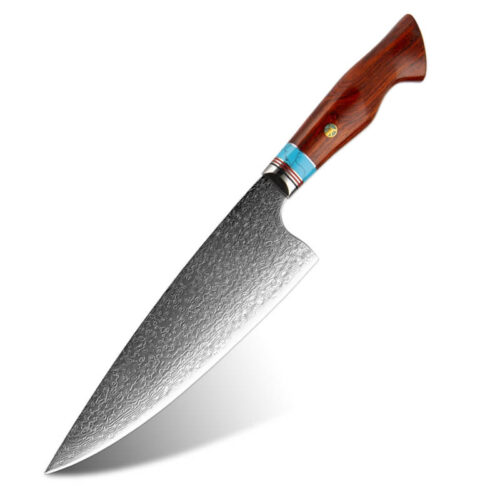 VG10 Damascus Chef Knife with Rosewood Turquoise Handle
